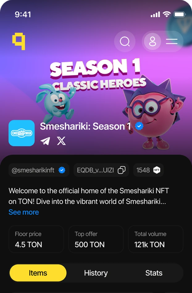 Tonique marketplace collection screen